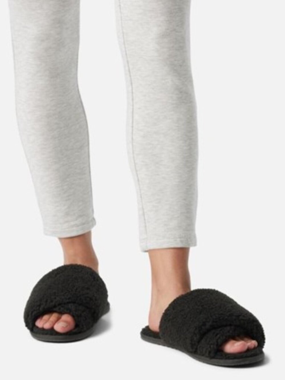 Sorel Go Mail Run Slippers Slip On Faux Fur Black Size 7 NEW